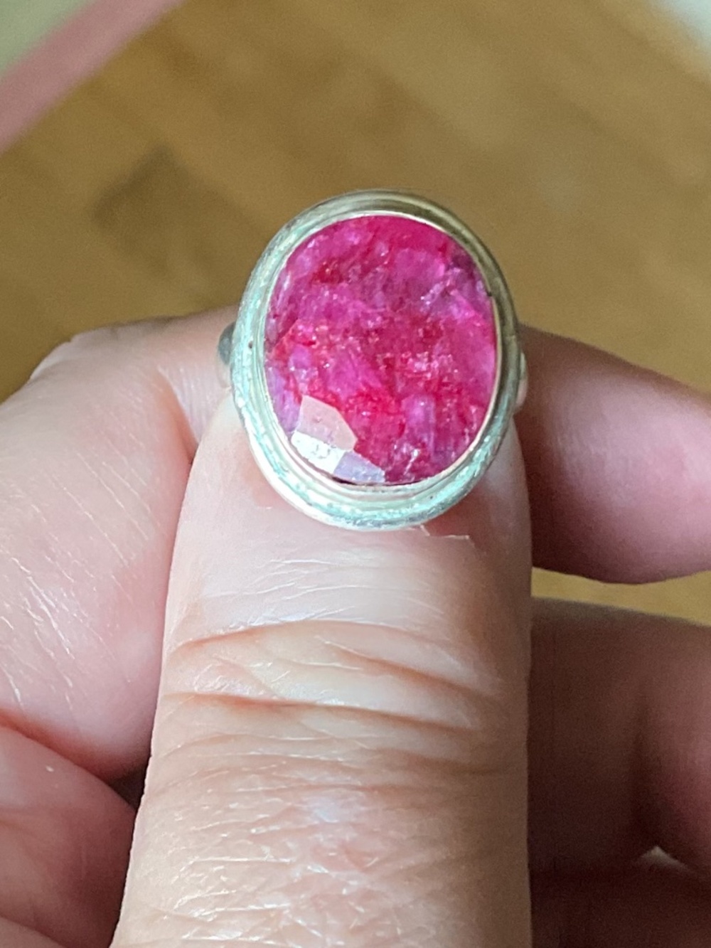NWOT Sterling Silver 925 Large Oval Genuine Ruby Ring Size US 7